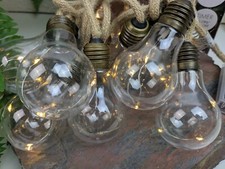 Lichterkette mit Jute Seil und 10 Glühbirnen 2,25m Tischdeko Batterie maritim