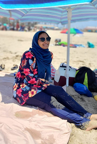 Blau blumen muslim bademode - blau,