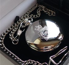 British Police Force UK Crest Logo Silver Clad Taschenuhr Luxus Geschenk Etui