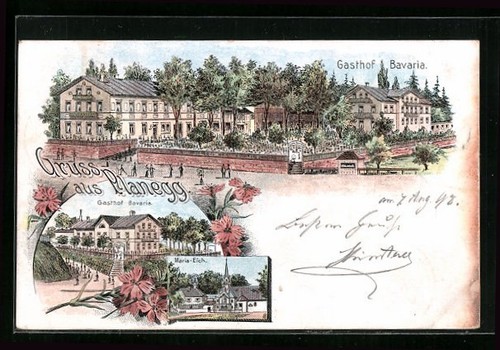 Lithographie planegg gasthof - lithographie,