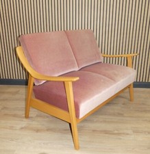 50er 60er Jahre 2Sitzer Sofa Couch helles Holz modernist Mid Century retro Buche