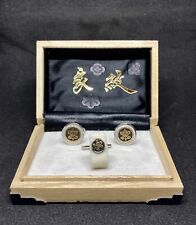 Tachibana Manschettenknöpfe Krawattennadel 18 K Gold Sterlingsilber Japan OVP