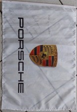 Handsignierte PORSCHE Flagge von Fünf Legenden 57x40 Original Stillänge ca. 80cm