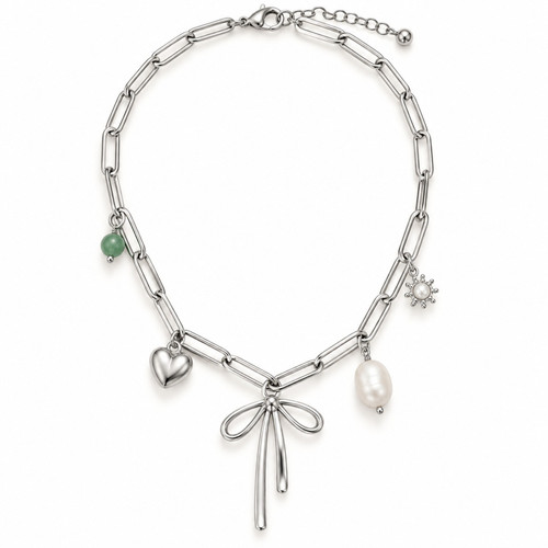 Kette silber schleife herz - kette,