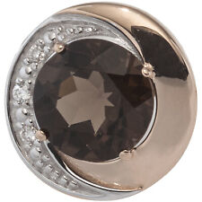 Anhänger 585 Rotgold für Kette rund Diamanten 1 Rauchquarz 14 Karat Brillanten