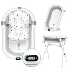 moovkee. Babybadewanne mit Gestell 80cm - Baby Badewanne Faltbar mit Thermometer