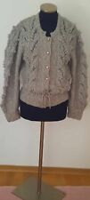 Damen*Wolljacke*Handarbeit*Strick*Trachtenjacke*Grau+silber-weiß Garn*40/42*NEU