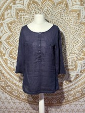 Leinen-Bluse Dunkelblau Gr M