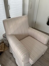 Rosa Weiss Gestreifter Sessel mit Armlehne Stoff , Neuwertig