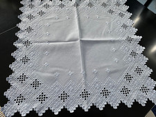 handgefertigte Hardanger Tischdecke hellblau ca.70x70