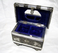 Alte Schmuckschatulle, Schmuckkästchen, Schmucktruhe Metall Indisch Elefant