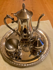 Jugend Stil Vintage Kaffee Tee Service vierteilig Versilbert.