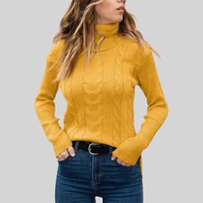 Winter Damen Langarm Jumper Dünn Rollkragenpullover Sweater Sweatshirt Freizeit