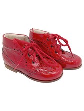 Lumella Kinder Schnürschuhe Rot Gr. 23 Lackleder Klassisch Brogue Festlich