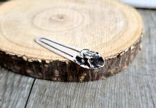 seltenes altes 925 Silber Lesezeichen " Frosch auf Seerosen Blatt " Jugendstil