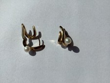 Ohrstecker Gold  375, mit Perle zum aufklappen, Gesamtgewicht:  5,47 Gramm ,