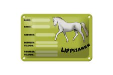 Blechschild Pferd 18x12 cm Lippizaner Angaben Name Besitzer Deko Schild