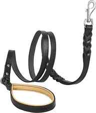 Riparo geflochtene Leder Hundeleine mit Zwei Griffen gepolstert Gr. L schwarz