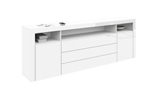 Sideboard 200cm Kommode Weiß Hochglanz Schwarz Beton Schrank Anrichte SANTA FE