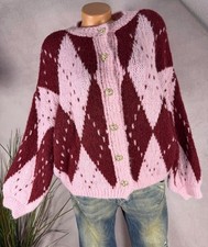 Damen Strick Cardigan Rauten