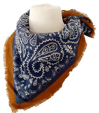 Scandi, Tuch,Style, Cowboy, Jeansblau, Paisley, Totenkopf, Fransen, ca. 80x80 cm