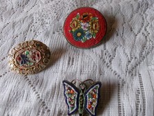 Antike konvolut Brosche Blumenmotiv, Millefiori Micromosaik Italien handarbeit