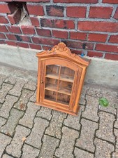 Vintage Wandschrank / Hängevitrine TEAK Holz & Glas, 59,5 × 45 × 15 cm Antik NR2