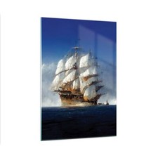 Wandbilder 70x100cm Glasbild Ozean Segelschiff Klassisch Bilder Art Wanddeko