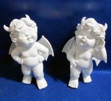 Freche Gartenfigur groß Bengel Engel Deko Figur Garten Dekofigur Gartendeko weiß