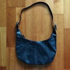 Damen-Handtasche schwarz, Umhängetasche echtes Leder