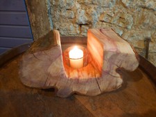 Kerzenständer aus Pflaumenbaumholz Holz Baumscheibe 18 cm hoch Pflaumenholz