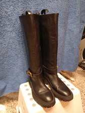 hohe schwarze Leder Stiefel v ZARA Gr. 38