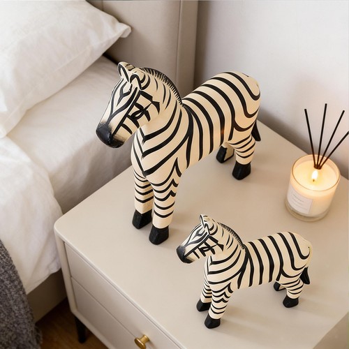 Zebra statue aus holz - 2x,