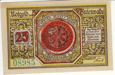 25 Pf Freienwalde (G/M 385.3c) VS schwarz + rot auf gelb, KN grün
