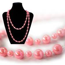 Perlenkette 138 cm lang Rosa schimmernd 20er Jahre Charleston Stil Kostümschmuck