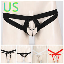 US*Men's Sexy Underwear Jockstrap O Ring G-String Briefs Strappy Thongs Lingerie