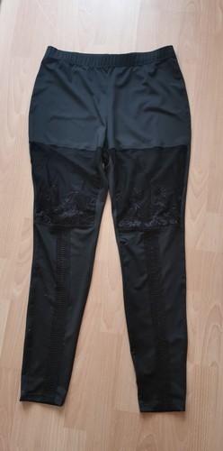 Damen leggings schwarz - schwarz, mit