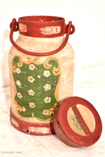 Bezaubernde große Milchkanne antike Bauernkanne Bauernmalereien Metallkanne