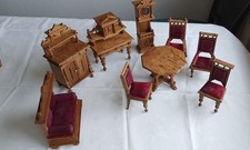 Puppenstubenmöbel 1902 Wohn-+Schlafzimmer Handarbeit Museumsstücke signiert !