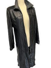 W!   Butterweicher langer Ledermantel Schwarz  M   Reißverschl. Gefüttert