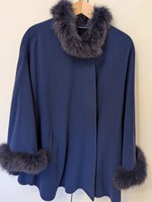 Luxus Cape von BAUER Edle Kaschmir Angora Schurwolle mit luxuriösem Fuchspelz