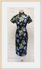 Neu Wanssy Damen kurzarm Kleid schwarz Qipao chinesiches Stil Größe M 606-5059