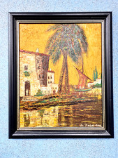 Altes Ölgemälde- Orientalischer Hafen,  signiert, 59 x 48 cm  - (0063)