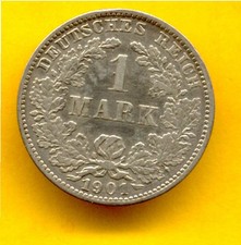 Dt. Kaiserreich 1 Mark 1901 J   selten, Silber  (9301)
