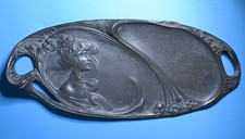 Original Jugendstil Schale, Frau mit wehenden Haaren, art nouveau