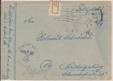 *Feldpostbrief ERFURT 1944 an Zuchthaus LUDWIGSBURG, ungewöhnl. Zensurstreifen!