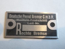 Typenschild Schild Oldtimer Traktor Bremse Perrot Hanomag Fendt Deutz Eicher S20