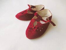 Weinrote Puppenschuhe  Sohlenlänge 10 cm, Breite 4,5 cm