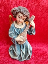schöne , alte  Holzfigur ,   Engel mit Laute