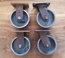 4 massive Gussräder 125mm Möbelräder Bock-/Lenk-Rollen Retro Vintage Industrial